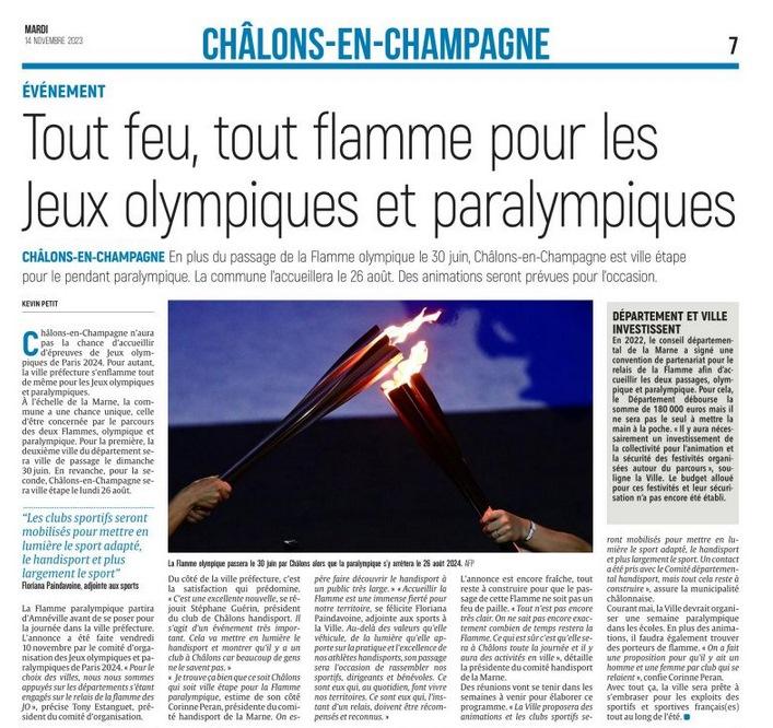 14 11 2023 les flammes olympique